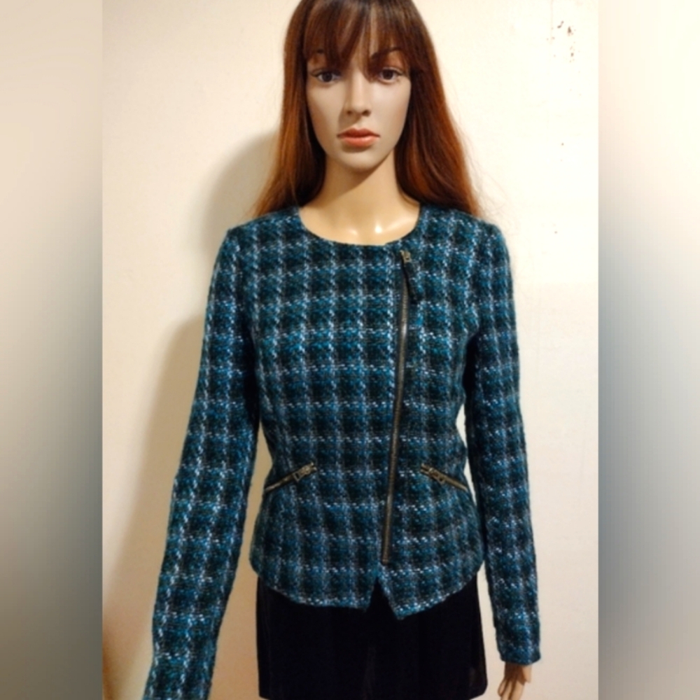 Lucky Brand Tweed Moto Jacket/Blazer, size S